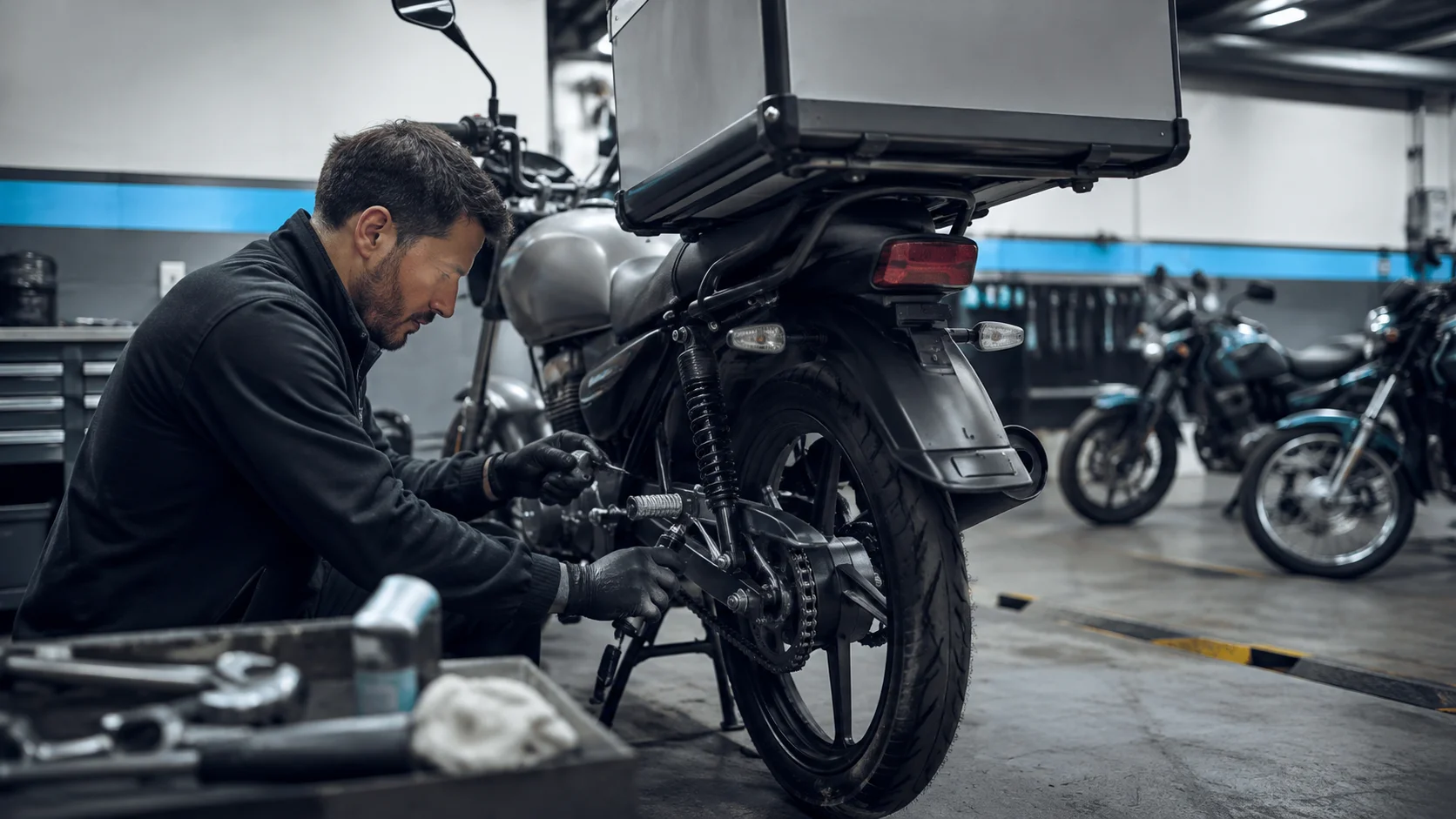 Mantenimiento de cadena de una moto de reparto: cómo organizar controles por uso