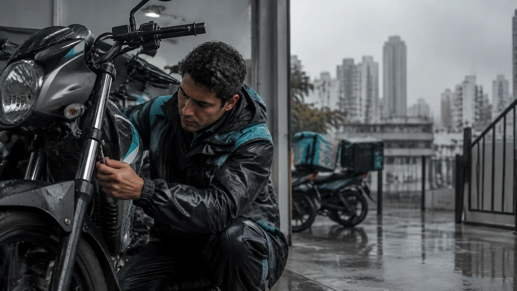 Lluvia intensa y reparto en moto: cómo definir suspensión y reasignación de entregas