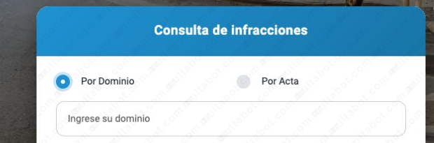 Formulario de Monitoreo Vial Entre Ríos con opciones de consulta por dominio o número de acta