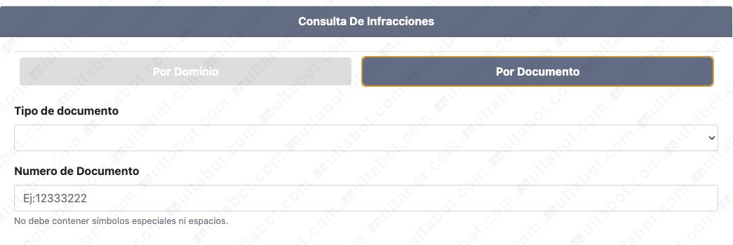 Formulario de Lanús para consultar infracciones por DNI