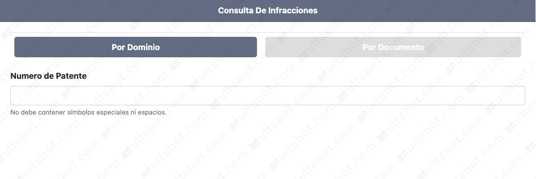 Formulario de Lanús para consultar infracciones por dominio