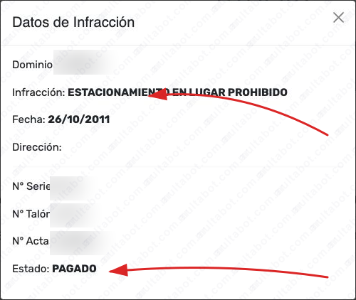 Detalle de una infracción de San Salvador de Jujuy con descripción, fecha y estado pagado
