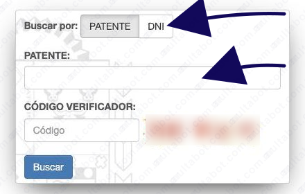 Formulario de La Matanza para consultar infracciones por patente o DNI