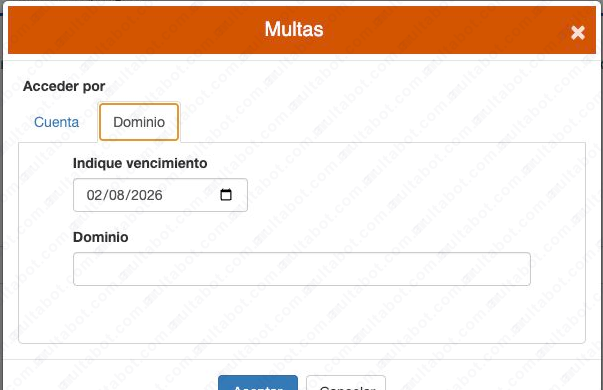 Formulario para consultar multas de Cañada de Gómez por dominio