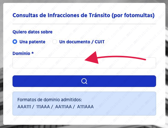 Formulario de Monitoreo Vial Digital para consultar fotomultas de Neuquén Capital por patente