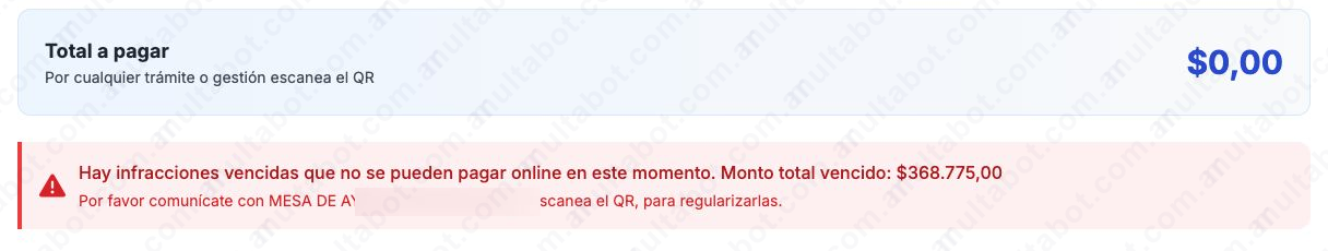 Ejemplo de aviso municipal para una infracción vencida