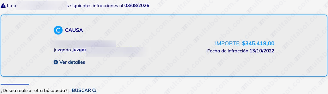 Resultado de multas de San Vicente con fecha e importe