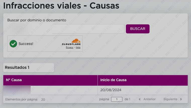 Listado municipal de Vicente López con cantidad de resultados y fecha de inicio de la causa